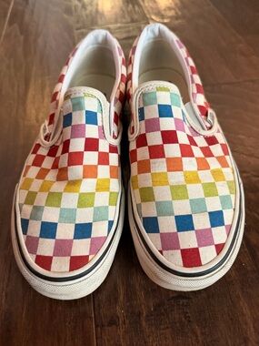 Vans Rainbow Checker Slip-On Canvas Shoes - Multi